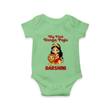 My First Durga Puja Goddess & Lion Baby Romper - GREEN - New Born (Chest 14")