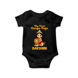 My First Durga Puja Goddess & Lion Baby Romper - BLACK - New Born (Chest 14")