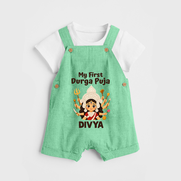 My First Durga Puja Goddess Baby Dungaree - GREEN - 0 - 5 Months Old (Chest 18")