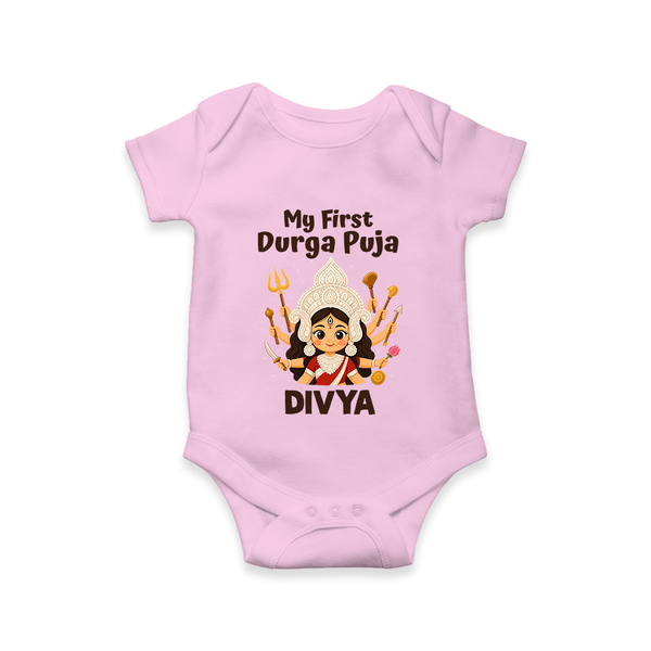 My First Durga Puja Goddess Baby Romper - BABY PINK - New Born (Chest 14")