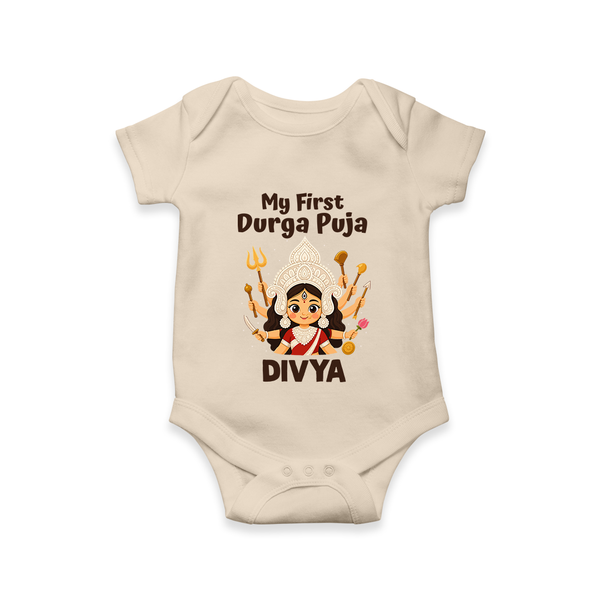 My First Durga Puja Goddess Baby Romper - IVORY - New Born (Chest 14")
