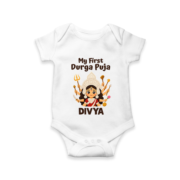 My First Durga Puja Goddess Baby Romper - WHITE - New Born (Chest 14")