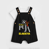 My First Durga Puja Trishul & Goddess Face Baby Dungaree - BLACK - 0 - 5 Months Old (Chest 18")
