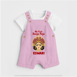 My First Durga Puja Traditional Goddess Face Baby Dungaree - BABY PINK - 0 - 5 Months Old (Chest 18")