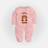 My First Durga Puja Traditional Goddess Face Baby Full Body Suit - BABY PINK - New Born (Chest 7.5")