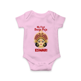 My First Durga Puja Traditional Goddess Face Baby Romper - BABY PINK - New Born (Chest 14")