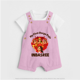 My First Durga Puja Celebration Baby Dungaree - BABY PINK - 0 - 5 Months Old (Chest 18")