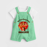My First Durga Puja Celebration Baby Dungaree - GREEN - 0 - 5 Months Old (Chest 18")