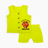 My First Durga Puja Celebration Baby Jabla Set - LIME GREEN - 0 - 3 Months Old (Chest 9.8")