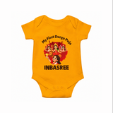My First Durga Puja Celebration Baby Romper - CHROME YELLOW - New Born (Chest 14")