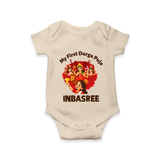 My First Durga Puja Celebration Baby Romper - IVORY - New Born (Chest 14")