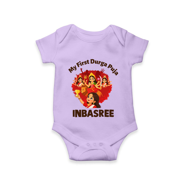 My First Durga Puja Celebration Baby Romper - LILAC - New Born (Chest 14")