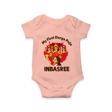 My First Durga Puja Celebration Baby Romper - PEACH - New Born (Chest 14")