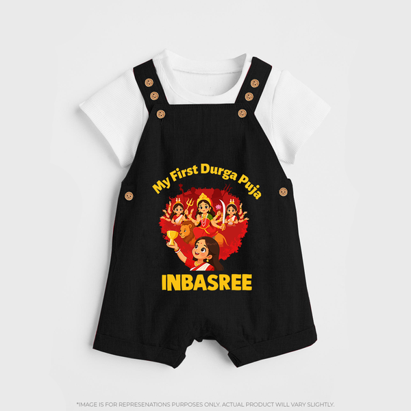 My First Durga Puja Celebration Baby Dungaree - BLACK - 0 - 5 Months Old (Chest 18")