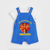 My First Durga Puja Celebration Baby Dungaree - COBALT BLUE - 0 - 5 Months Old (Chest 18")