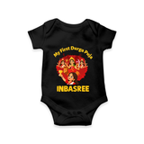 My First Durga Puja Celebration Baby Romper - BLACK - New Born (Chest 14")