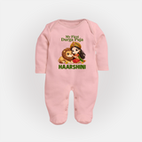 My First Durga Puja Goddess Baby Full Body Suit - BABY PINK - New Born (Chest 7.5")