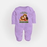 My First Durga Puja Goddess Baby Full Body Suit - LILAC - New Born (Chest 7.5")