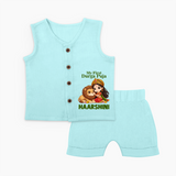 My First Durga Puja Goddess Baby Jabla Set - BABY BLUE - 0 - 3 Months Old (Chest 9.8")