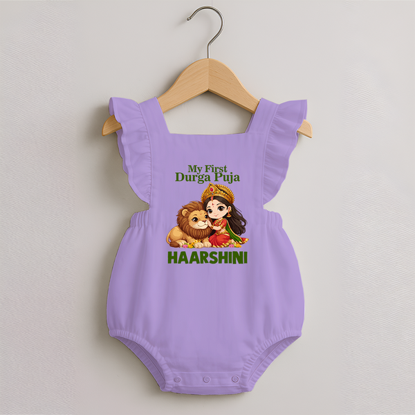 My First Durga Puja Goddess Baby Romper Frock - LILAC - 0 - 3 Months Old (Chest 19")