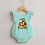 My First Durga Puja Goddess Baby Romper Frock - MINT GREEN - 0 - 3 Months Old (Chest 19")