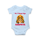 My First Durga Puja Divine Goddess Face Baby Romper - BABY BLUE - New Born (Chest 14")