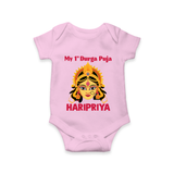 My First Durga Puja Divine Goddess Face Baby Romper - BABY PINK - New Born (Chest 14")