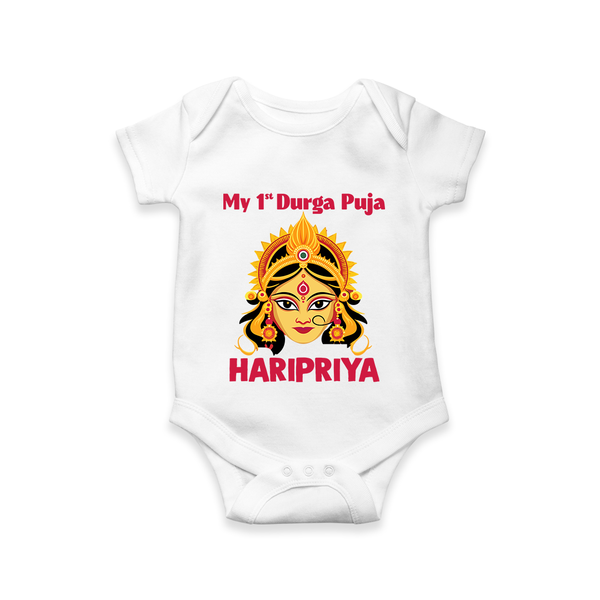 My First Durga Puja Divine Goddess Face Baby Romper - WHITE - New Born (Chest 14")