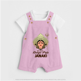 My First Durga Puja Goddess & Trishul Baby Dungaree - BABY PINK - 0 - 5 Months Old (Chest 18")