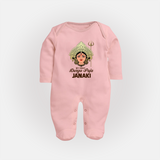 My First Durga Puja Goddess & Trishul Baby Full Body Suit - BABY PINK - New Born (Chest 7.5")