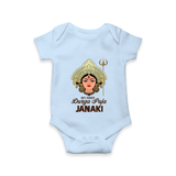 My First Durga Puja Goddess & Trishul Baby Romper - BABY BLUE - New Born (Chest 14")