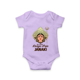My First Durga Puja Goddess & Trishul Baby Romper - LILAC - New Born (Chest 14")