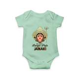 My First Durga Puja Goddess & Trishul Baby Romper - MINT GREEN - New Born (Chest 14")
