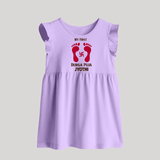 My First Durga Puja Baby Footprint Baby Baby Frock - LILAC - 0 - 3 Months Old (Chest 17")