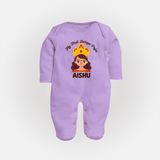 My First Durga Puja Little Goddess Baby Full Body Suit - LILAC - New Born (Chest 7.5")
