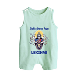 Shubho Durga Puja Goddess & Lion Baby Button Romper - MINT GREEN - New Born (Chest 18")