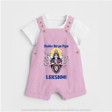 Shubho Durga Puja Goddess & Lion Baby Dungaree - BABY PINK - 0 - 5 Months Old (Chest 18")