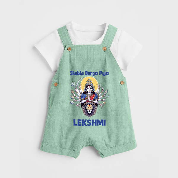 Shubho Durga Puja Goddess & Lion Baby Dungaree - MINT GREEN - 0 - 5 Months Old (Chest 18")