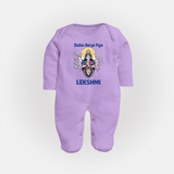 Shubho Durga Puja Goddess & Lion Baby Full Body Suit - LILAC - New Born (Chest 7.5")