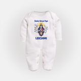 Shubho Durga Puja Goddess & Lion Baby Full Body Suit - WHITE - New Born (Chest 7.5")