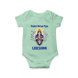 Shubho Durga Puja Goddess & Lion Baby Romper - MINT GREEN - New Born (Chest 14")