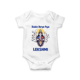 Shubho Durga Puja Goddess & Lion Baby Romper - WHITE - New Born (Chest 14")