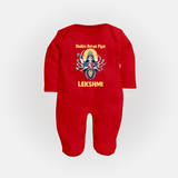 Shubho Durga Puja Goddess & Lion Baby Full Body Suit - RED - New Born (Chest 7.5")