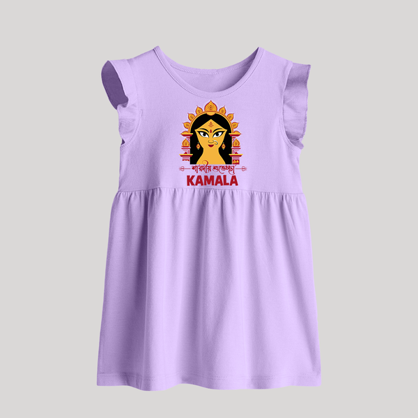 Durga Maa Divine Face Baby Baby Frock - LILAC - 0 - 3 Months Old (Chest 17")