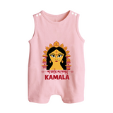 Durga Maa Divine Face Baby Button Romper - BABY PINK - New Born (Chest 18")