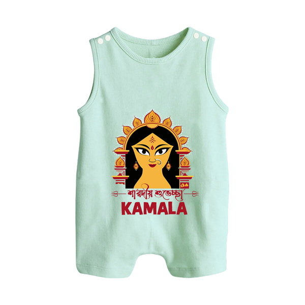 Durga Maa Divine Face Baby Button Romper - MINT GREEN - New Born (Chest 18")