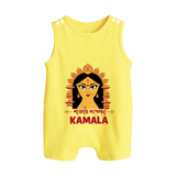 Durga Maa Divine Face Baby Button Romper - PASTEL YELLOW - New Born (Chest 18")