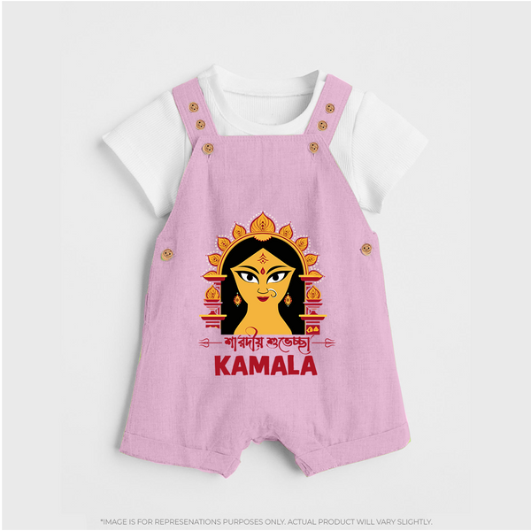 Durga Maa Divine Face Baby Dungaree - BABY PINK - 0 - 5 Months Old (Chest 18")