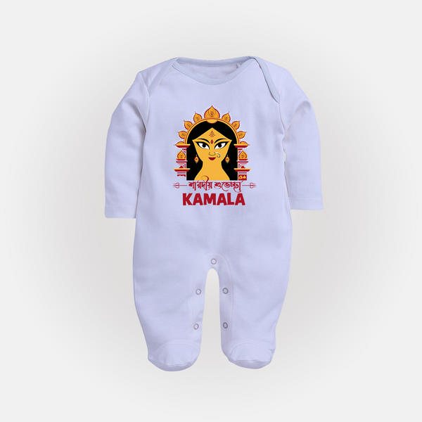 Durga Maa Divine Face Baby Full Body Suit - BABY BLUE - New Born (Chest 7.5")