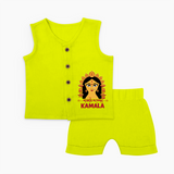 Durga Maa Divine Face Baby Jabla Set - LIME GREEN - 0 - 3 Months Old (Chest 9.8")